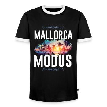 Mallorca Mode - Men's Ringer Shirt - black/white - Front - AI Model Female 172 light (172cm) & AI Model Male 178 light (178cm)