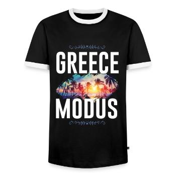 Greece Mode - Men's Ringer Shirt - black/white - Front - AI Model Female 172 light (172cm) & AI Model Male 178 light (178cm)