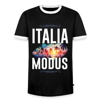 Italia Mode - Men's Ringer Shirt - black/white - Front - AI Model Female 172 light (172cm) & AI Model Male 178 light (178cm)