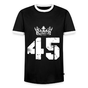 45 Couronne numérique - T-shirt contrasté Homme - noir/blanc - Devant - AI Model Female 172 light (172cm) & AI Model Male 178 light (178cm)