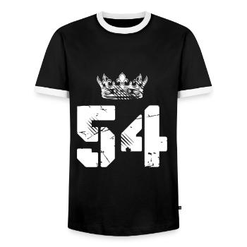 54 Couronne de numéros - T-shirt contrasté Homme - noir/blanc - Devant - AI Model Female 172 light (172cm) & AI Model Male 178 light (178cm)