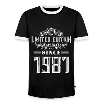 Édition limitée 1981 - T-shirt contrasté Homme - noir/blanc - Devant - AI Model Female 172 light (172cm) & AI Model Male 178 light (178cm)