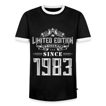 Édition limitée 1983 - T-shirt contrasté Homme - noir/blanc - Devant - AI Model Female 172 light (172cm) & AI Model Male 178 light (178cm)