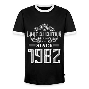 Édition limitée 1982 - T-shirt contrasté Homme - noir/blanc - Devant - AI Model Female 172 light (172cm) & AI Model Male 178 light (178cm)
