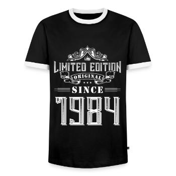 Édition limitée 1984 - T-shirt contrasté Homme - noir/blanc - Devant - AI Model Female 172 light (172cm) & AI Model Male 178 light (178cm)