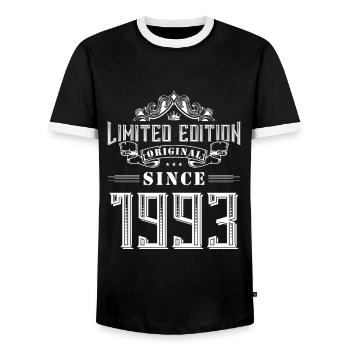 1993 limited edition - Männer Kontrast-T-Shirt - Schwarz/Weiß - Vorne - AI Model Female 172 light (172cm) & AI Model Male 178 light (178cm)
