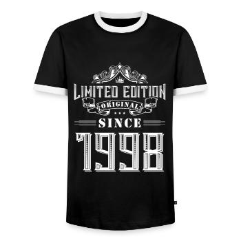 Édition limitée 1998 - T-shirt contrasté Homme - noir/blanc - Devant - AI Model Female 172 light (172cm) & AI Model Male 178 light (178cm)
