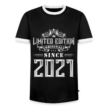 2021 limited edition - Männer Kontrast-T-Shirt - Schwarz/Weiß - Vorne - AI Model Female 172 light (172cm) & AI Model Male 178 light (178cm)