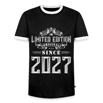 Édition limitée 2027 - T-shirt contrasté Homme - noir/blanc - Devant - AI Model Female 172 light (172cm) & AI Model Male 178 light (178cm)