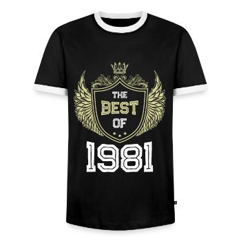 1981 best of - T-shirt contrasté Homme - noir/blanc - Devant - AI Model Female 172 light (172cm) & AI Model Male 178 light (178cm)