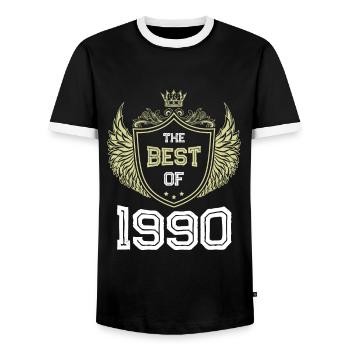 1990 best of - Men's Ringer Shirt - black/white - Front - AI Model Female 172 light (172cm) & AI Model Male 178 light (178cm)