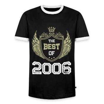 2006 best of - Men's Ringer Shirt - black/white - Front - AI Model Female 172 light (172cm) & AI Model Male 178 light (178cm)