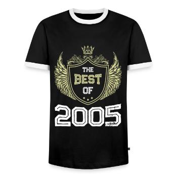 2005 best of - Men's Ringer Shirt - black/white - Front - AI Model Female 172 light (172cm) & AI Model Male 178 light (178cm)