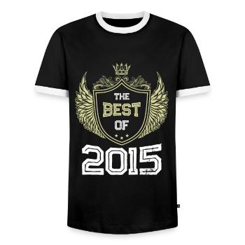 2015 best of - Men's Ringer Shirt - black/white - Front - AI Model Female 172 light (172cm) & AI Model Male 178 light (178cm)