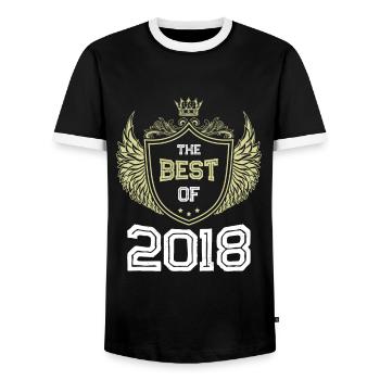 2018 best of - Men's Ringer Shirt - black/white - Front - AI Model Female 172 light (172cm) & AI Model Male 178 light (178cm)