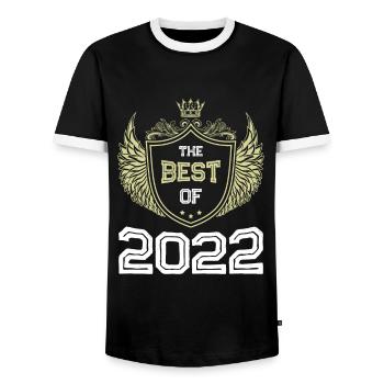2022 best of - Men's Ringer Shirt - black/white - Front - AI Model Female 172 light (172cm) & AI Model Male 178 light (178cm)