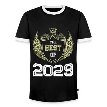 2029 best of - Men's Ringer Shirt - black/white - Front - AI Model Female 172 light (172cm) & AI Model Male 178 light (178cm)