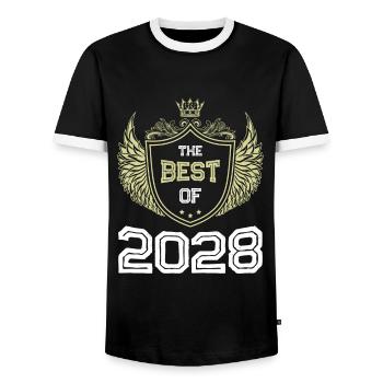 2028 best of - Men's Ringer Shirt - black/white - Front - AI Model Female 172 light (172cm) & AI Model Male 178 light (178cm)