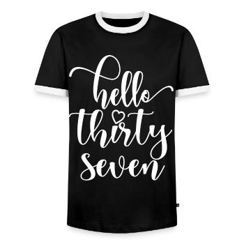 Hallo Siebenunddreißig süßer 37 Jahre alter Geburtstag - Männer Kontrast-T-Shirt - Schwarz/Weiß - Vorne - AI Model Female 172 light (172cm) & AI Model Male 178 light (178cm)
