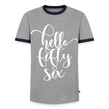 Hallo Fifty Six Süßer 56 Jahre alter Geburtstag - Männer Kontrast-T-Shirt - Grau/Navy  - Vorne - AI Model Female 172 light (172cm) & AI Model Male 178 light (178cm)