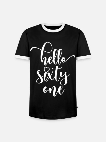 Hello Sixty One Cute 61 Years Old Birthday - Men's Ringer Shirt - black/white