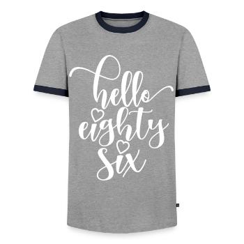Hallo Sechsundachtzig süßer 86 Jahre alter Geburtstag - Männer Kontrast-T-Shirt - Grau/Navy  - Vorne - AI Model Female 172 light (172cm) & AI Model Male 178 light (178cm)