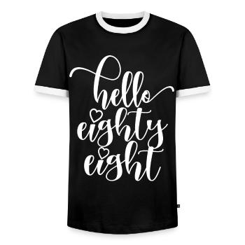 Hello Eighty Eight Cute 88 Years Old Birthday - Men's Ringer Shirt - black/white - Front - AI Model Female 172 light (172cm) & AI Model Male 178 light (178cm)