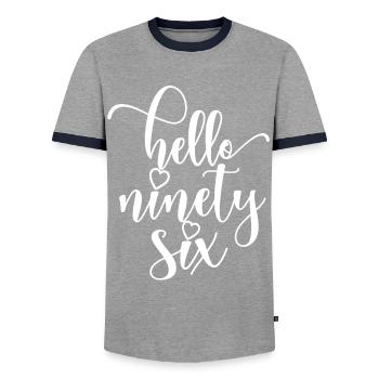 Hallo Sechsundneunzig süßer 96 Jahre alter Geburtstag - Männer Kontrast-T-Shirt - Grau/Navy  - Vorne - AI Model Female 172 light (172cm) & AI Model Male 178 light (178cm)