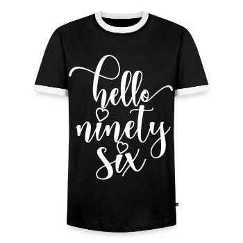 Bonjour Quatre-vingt-seize mignons anniversaire de 96 ans - T-shirt contrasté Homme - noir/blanc - Devant - AI Model Female 172 light (172cm) & AI Model Male 178 light (178cm)