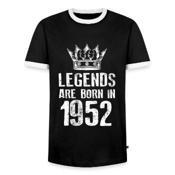 1952 legends born in - Men's Ringer Shirt - black/white - Front - AI Model Female 172 light (172cm) & AI Model Male 178 light (178cm)