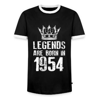 1954 legends born in - Men's Ringer Shirt - black/white - Front - AI Model Female 172 light (172cm) & AI Model Male 178 light (178cm)