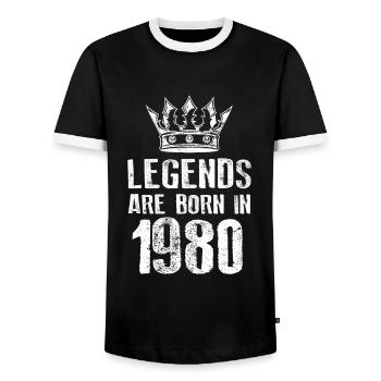 Légendes de 1980 nées en - T-shirt contrasté Homme - noir/blanc - Devant - AI Model Female 172 light (172cm) & AI Model Male 178 light (178cm)