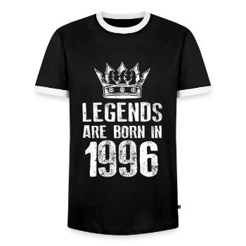 1996 legends born in - Men's Ringer Shirt - black/white - Front - AI Model Female 172 light (172cm) & AI Model Male 178 light (178cm)