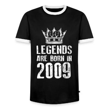 2009 legends born in - Men's Ringer Shirt - black/white - Front - AI Model Female 172 light (172cm) & AI Model Male 178 light (178cm)