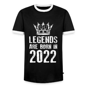 2022 legends born in - Männer Kontrast-T-Shirt - Schwarz/Weiß - Vorne - AI Model Female 172 light (172cm) & AI Model Male 178 light (178cm)
