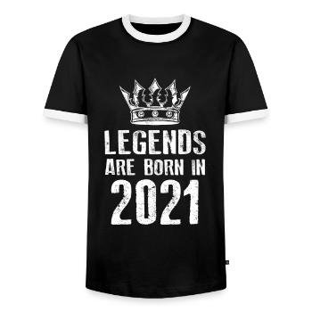 2021 legends born in - Männer Kontrast-T-Shirt - Schwarz/Weiß - Vorne - AI Model Female 172 light (172cm) & AI Model Male 178 light (178cm)
