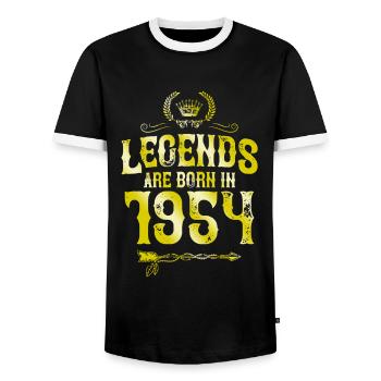 Légendes de 1954 nées en - T-shirt contrasté Homme - noir/blanc - Devant - AI Model Female 172 light (172cm) & AI Model Male 178 light (178cm)
