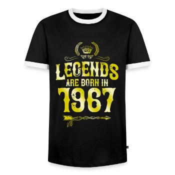 Légendes de 1967 nées en - T-shirt contrasté Homme - noir/blanc - Devant - AI Model Female 172 light (172cm) & AI Model Male 178 light (178cm)