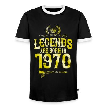 Légendes de 1970 nées en - T-shirt contrasté Homme - noir/blanc - Devant - AI Model Female 172 light (172cm) & AI Model Male 178 light (178cm)