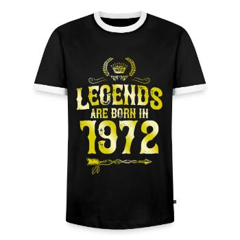 1972 legends born in - Men's Ringer Shirt - black/white - Front - AI Model Female 172 light (172cm) & AI Model Male 178 light (178cm)