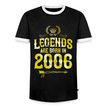 2006 legends born in - Men's Ringer Shirt - black/white - Front - AI Model Female 172 light (172cm) & AI Model Male 178 light (178cm)