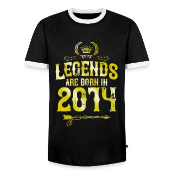 2014 legends born in - Männer Kontrast-T-Shirt - Schwarz/Weiß - Vorne - AI Model Female 172 light (172cm) & AI Model Male 178 light (178cm)