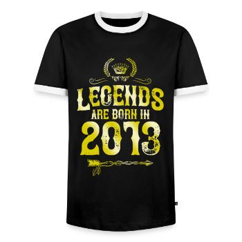 2013 legends born in - Männer Kontrast-T-Shirt - Schwarz/Weiß - Vorne - AI Model Female 172 light (172cm) & AI Model Male 178 light (178cm)