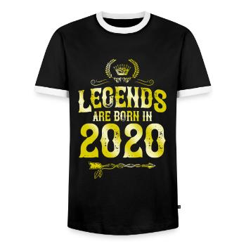 2020 legends born in - Männer Kontrast-T-Shirt - Schwarz/Weiß - Vorne - AI Model Female 172 light (172cm) & AI Model Male 178 light (178cm)