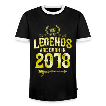 2018 legends born in - Men's Ringer Shirt - black/white - Front - AI Model Female 172 light (172cm) & AI Model Male 178 light (178cm)