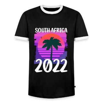 South Africa 2022 - Männer Kontrast-T-Shirt - Schwarz/Weiß - Vorne - AI Model Female 172 light (172cm) & AI Model Male 178 light (178cm)