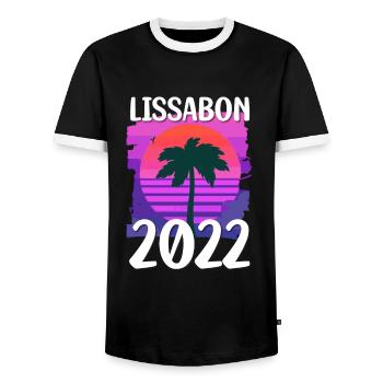 Lissabon 2022 - Männer Kontrast-T-Shirt - Schwarz/Weiß - Vorne - AI Model Female 172 light (172cm) & AI Model Male 178 light (178cm)