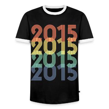 Cool Retro 2015, 8 Years Old, 8th Birthday Kids - Men's Ringer Shirt - black/white - Front - AI Model Female 172 light (172cm) & AI Model Male 178 light (178cm)