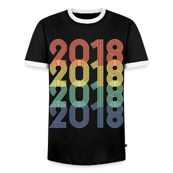 Cool Retro 2018, 5 Years Old, 5th Birthday Kids - Men's Ringer Shirt - black/white - Front - AI Model Female 172 light (172cm) & AI Model Male 178 light (178cm)