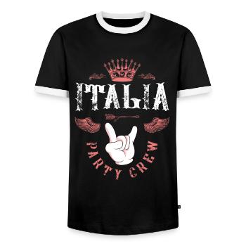 Équipage de l’Italia Party - T-shirt contrasté Homme - noir/blanc - Devant - AI Model Female 172 light (172cm) & AI Model Male 178 light (178cm)